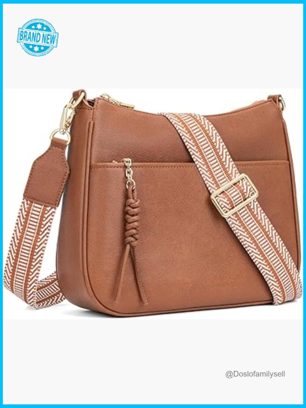 Vegan Leather Crossbody Hobo Bag with Wide Adjustable Strap